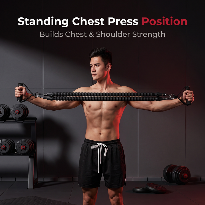 Adjustable Pedal Resistance Trainer Sit-Up Bar - Standing Chest Press Position
