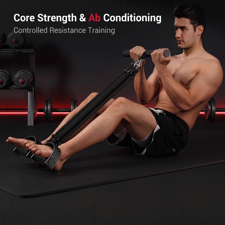 Adjustable Pedal Resistance Trainer Sit-Up Bar - Core Strength and Ab Conditioning