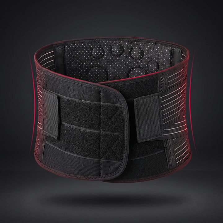 PHYSIOATHLETX adjustable lumbar support belt in black - self-heating waist strap with adjustable compression support