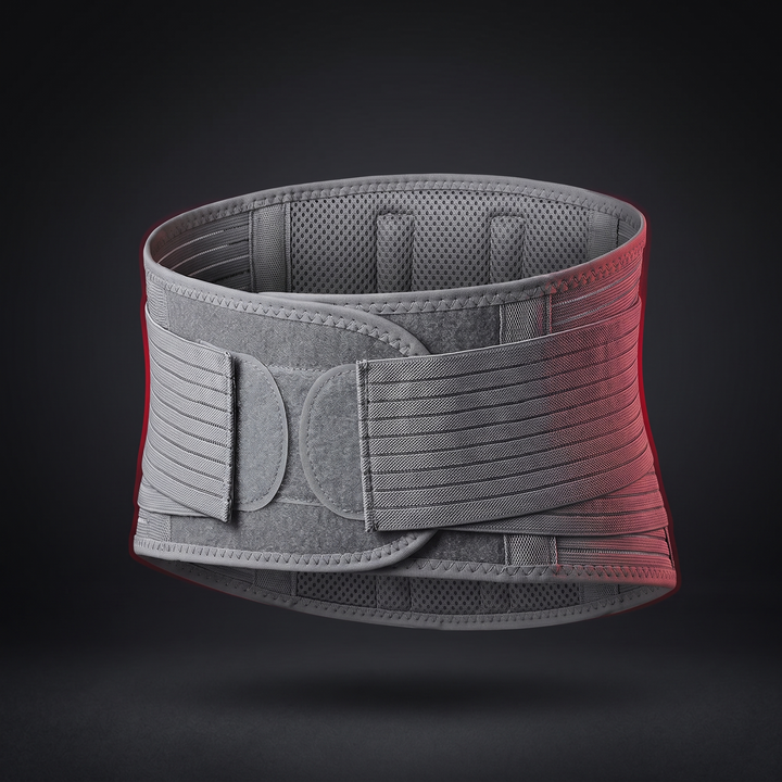 PHYSIOATHLETX adjustable lumbar support belt in gray - self-heating waist strap with adjustable compression support