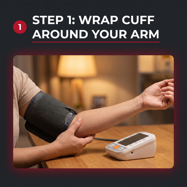 Blood Pressure Monitor Kit - How It Works Step 1 Wrap Cuff Around Your Arm