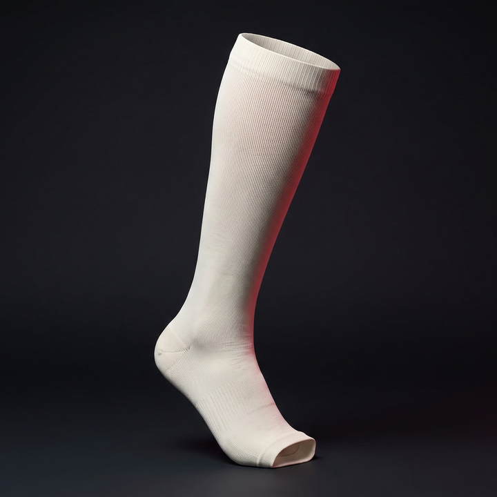 Ivory graduated compression calf sock, front view