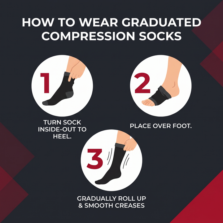 Step-by-step guide for putting on the compression socks