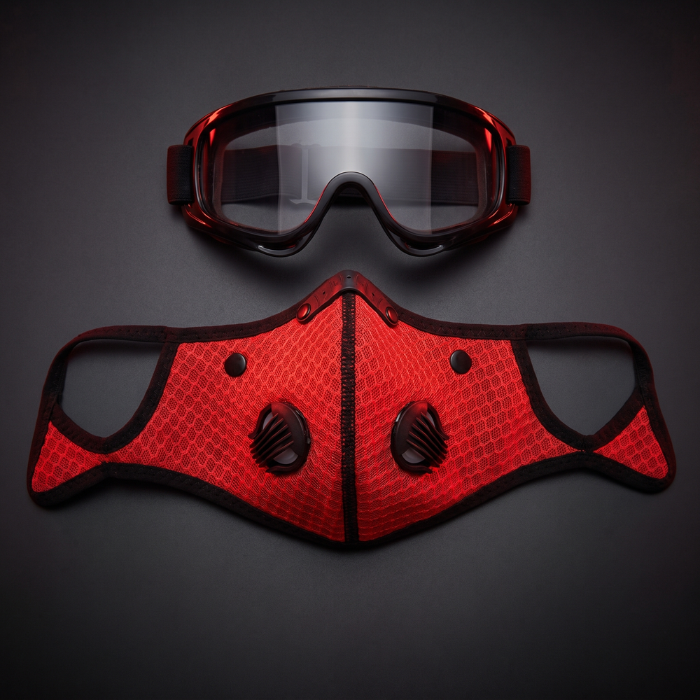 Cycling Face Mask with Activated Carbon Filter and Goggles Windproof Dustproof Sport Mask Washable Reusable Bandana for Men Women Outdoor Exercise