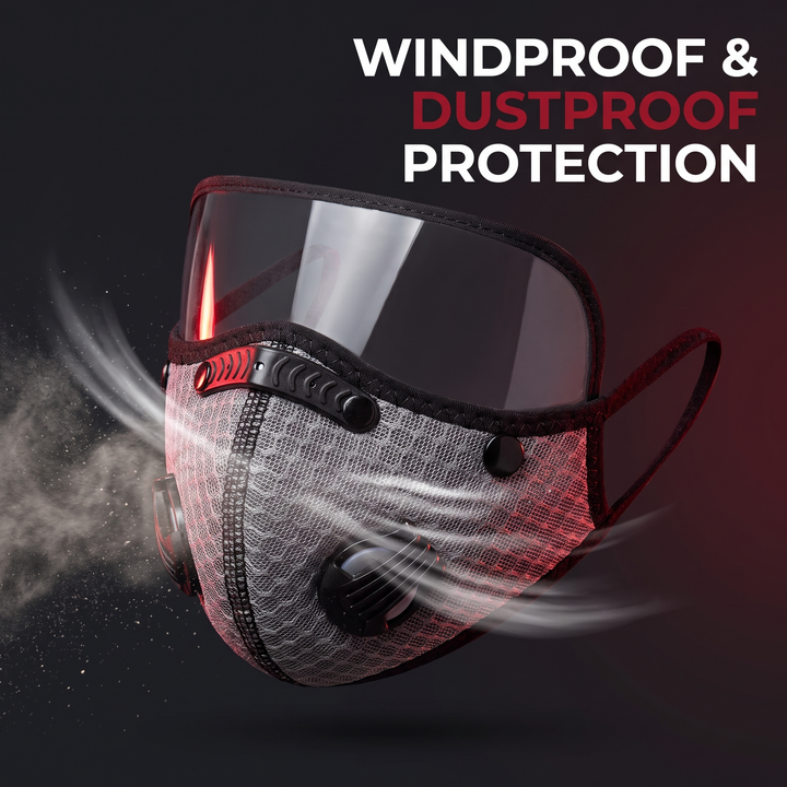 Cycling Face Mask with Activated Carbon Filter and Goggles Windproof Dustproof Sport Mask Washable Reusable Bandana for Men Women Outdoor Exercise
