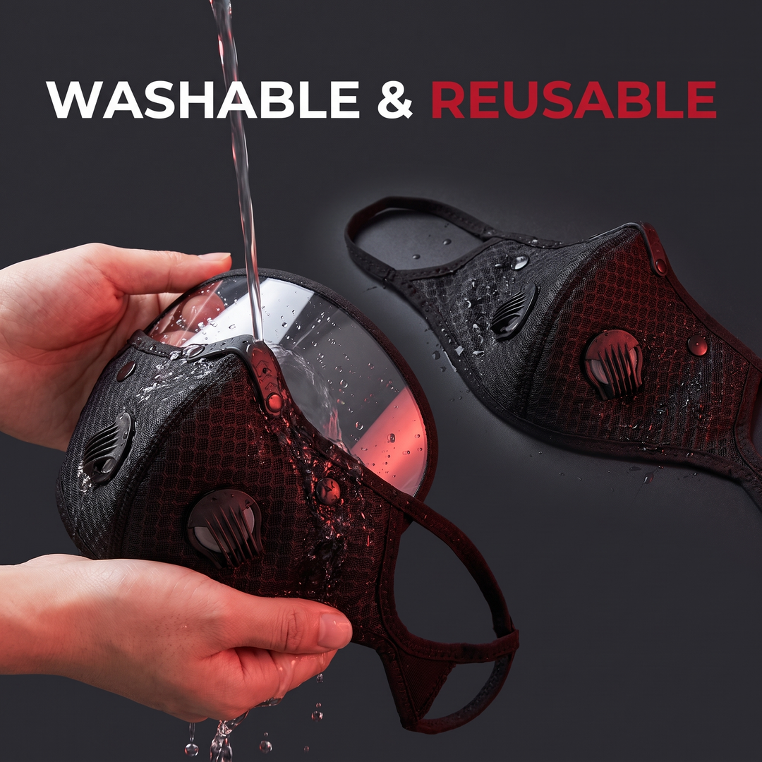 Cycling Face Mask with Activated Carbon Filter and Goggles Windproof Dustproof Sport Mask Washable Reusable Bandana for Men Women Outdoor Exercise