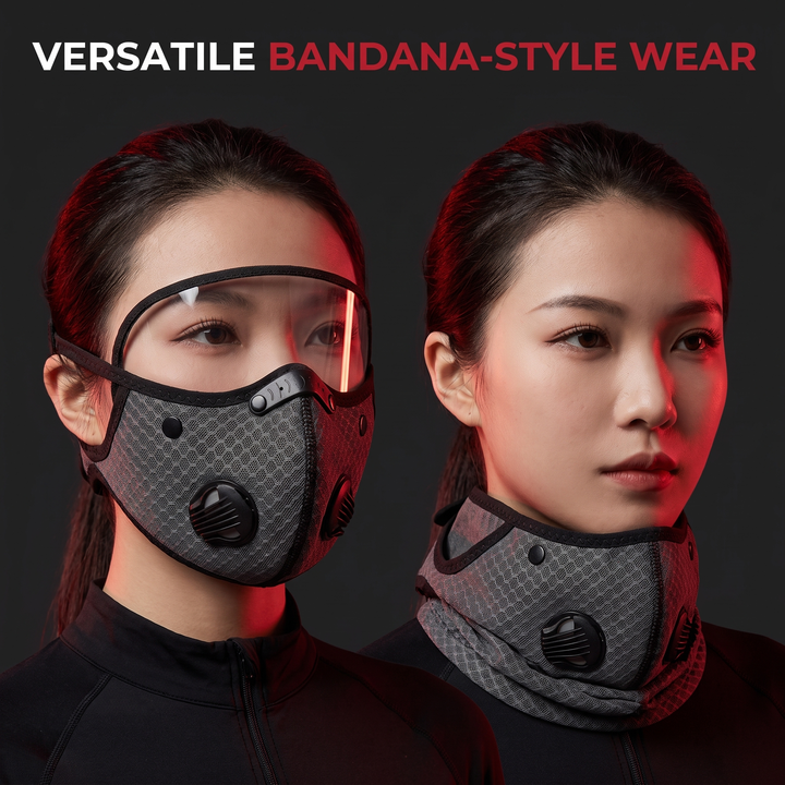 Cycling Face Mask with Activated Carbon Filter and Goggles Windproof Dustproof Sport Mask Washable Reusable Bandana for Men Women Outdoor Exercise