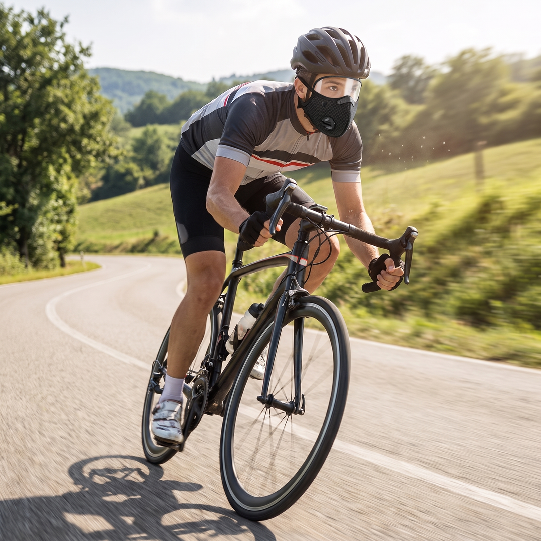 Cycling Face Mask with Activated Carbon Filter and Goggles Windproof Dustproof Sport Mask Washable Reusable Bandana for Men Women Outdoor Exercise