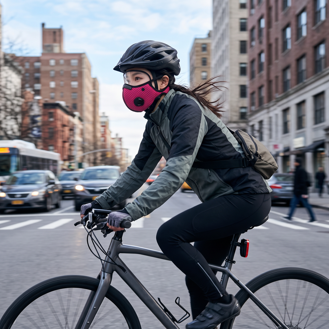 Cycling Face Mask with Activated Carbon Filter and Goggles Windproof Dustproof Sport Mask Washable Reusable Bandana for Men Women Outdoor Exercise
