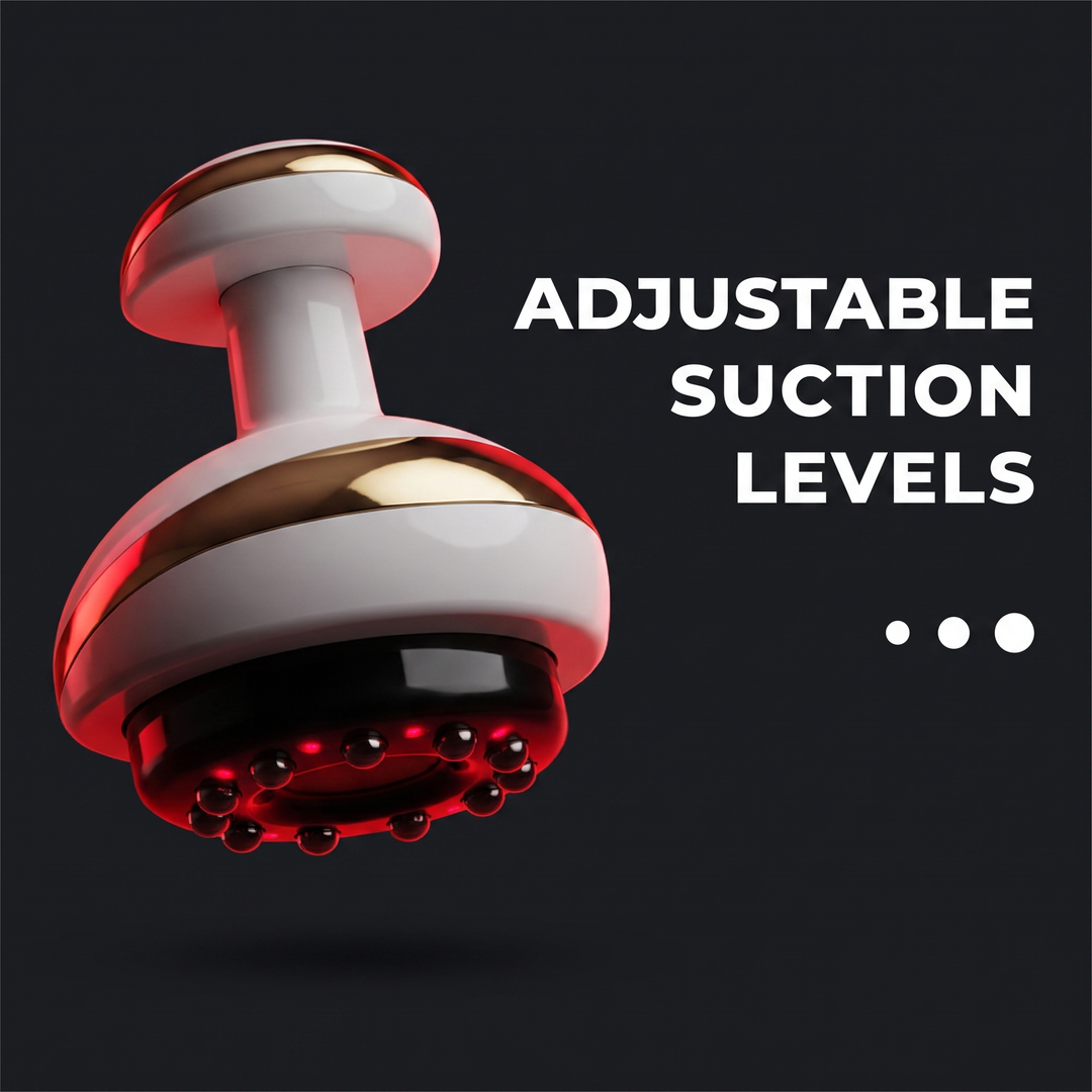 Electric cupping massager showing adjustable vacuum suction levels