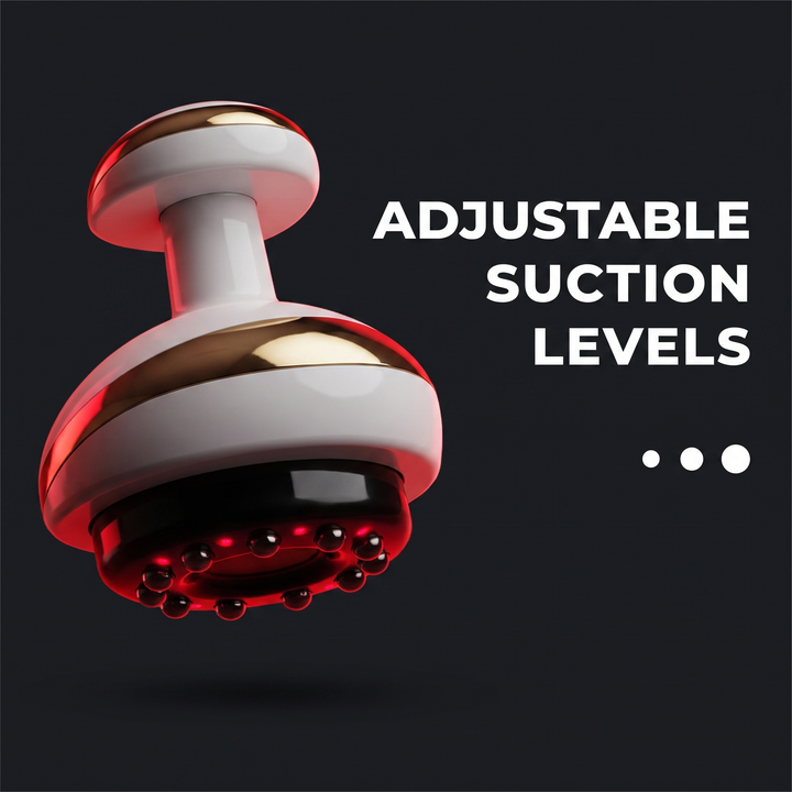 Electric cupping massager showing adjustable vacuum suction levels