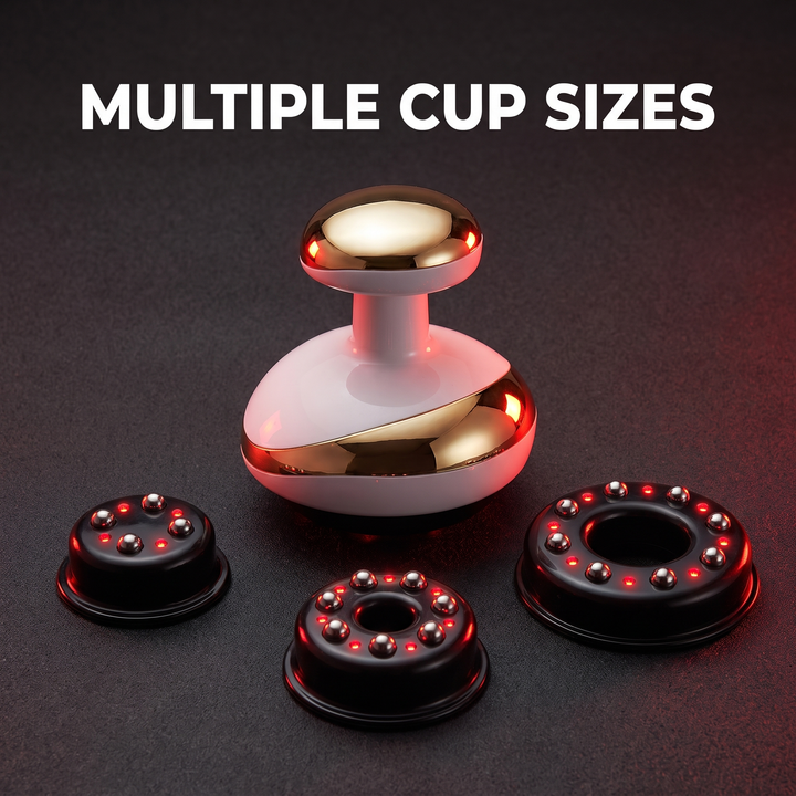 Electric cupping massager with multiple interchangeable cup attachment sizes
