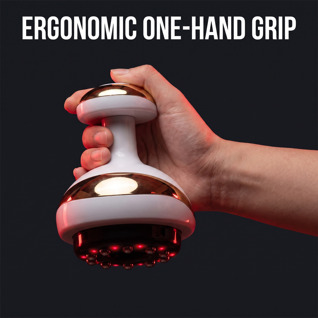 Hand holding the ergonomic grip of the electric cupping massage device