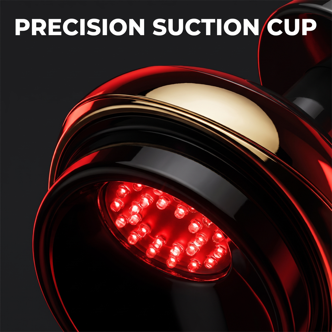 Macro view of the electric cupping massager suction cup and LED array