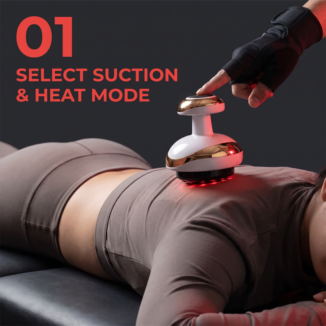 Step 1: selecting suction and heat mode on the electric cupping massager