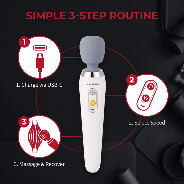 Professional Electric Wand Massager Handheld High Frequency Vibration Deep Tissue Massage Device for Neck Back Muscle Recovery Body Relaxation Home Use