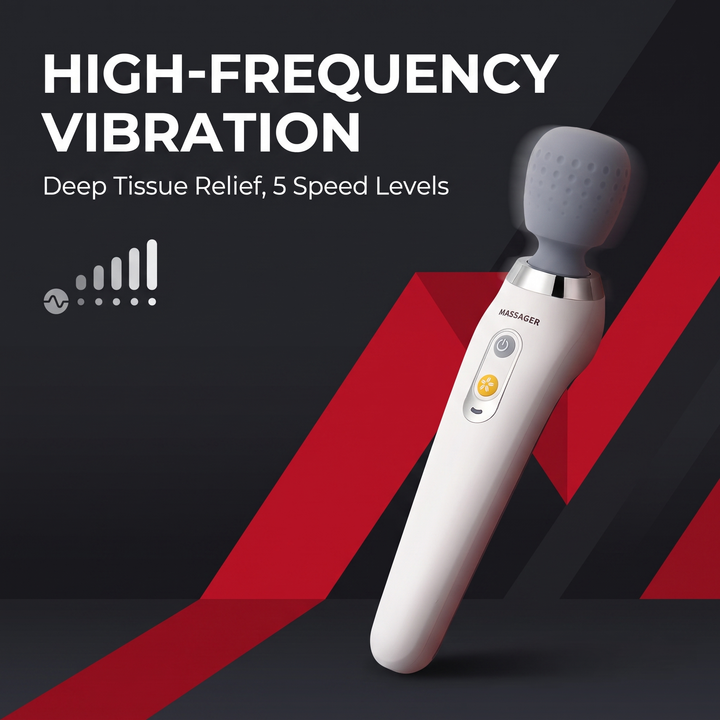 Professional Electric Wand Massager Handheld High Frequency Vibration Deep Tissue Massage Device for Neck Back Muscle Recovery Body Relaxation Home Use