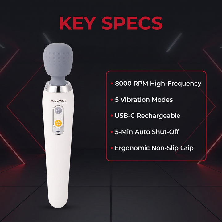 Professional Electric Wand Massager Handheld High Frequency Vibration Deep Tissue Massage Device for Neck Back Muscle Recovery Body Relaxation Home Use