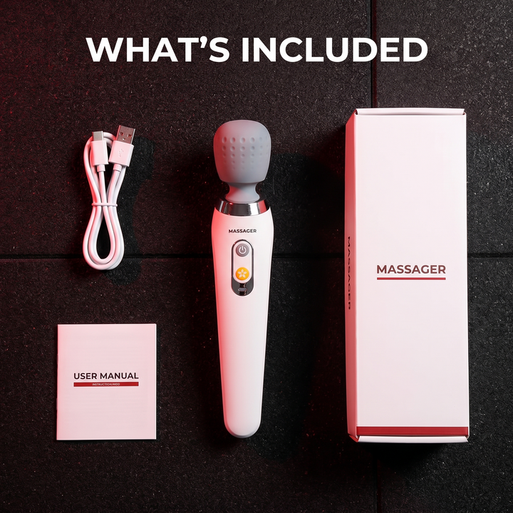 Professional Electric Wand Massager Handheld High Frequency Vibration Deep Tissue Massage Device for Neck Back Muscle Recovery Body Relaxation Home Use