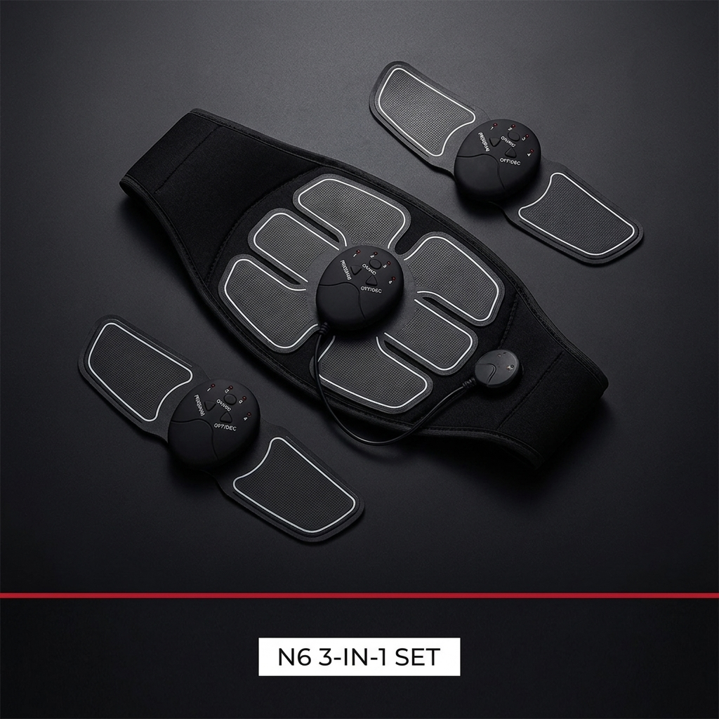 Professional EMS Abs Trainer Abdominal Muscle Stimulator Toning Belt - N6 3-in-1 Training Set