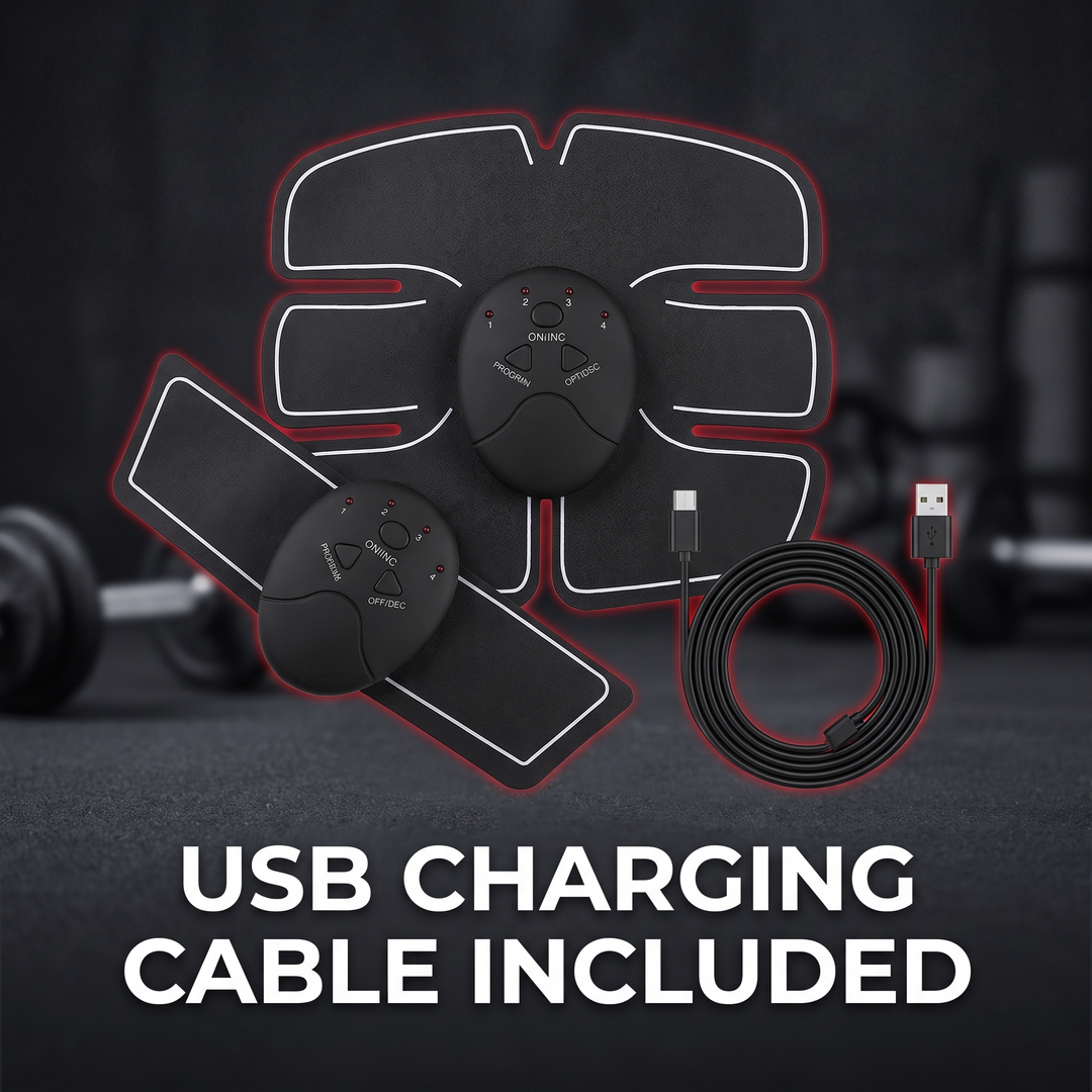 Professional EMS Abs Trainer Abdominal Muscle Stimulator Toning Belt - USB Charging Cable Included