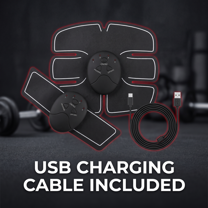 Professional EMS Abs Trainer Abdominal Muscle Stimulator Toning Belt - USB Charging Cable Included