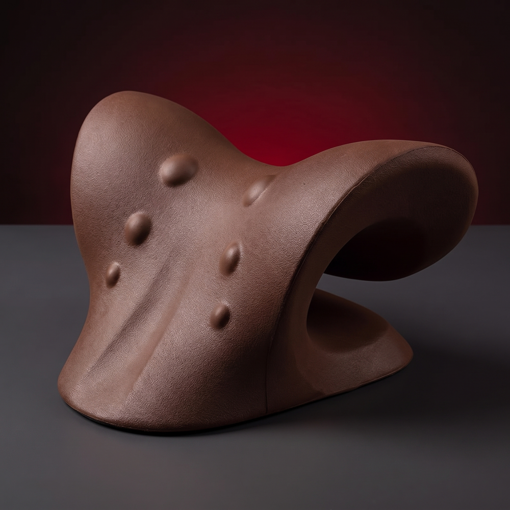 Ergonomic Cervical Neck Stretcher Spine Alignment Pillow Shoulder Relaxer Neck Massager - Brown