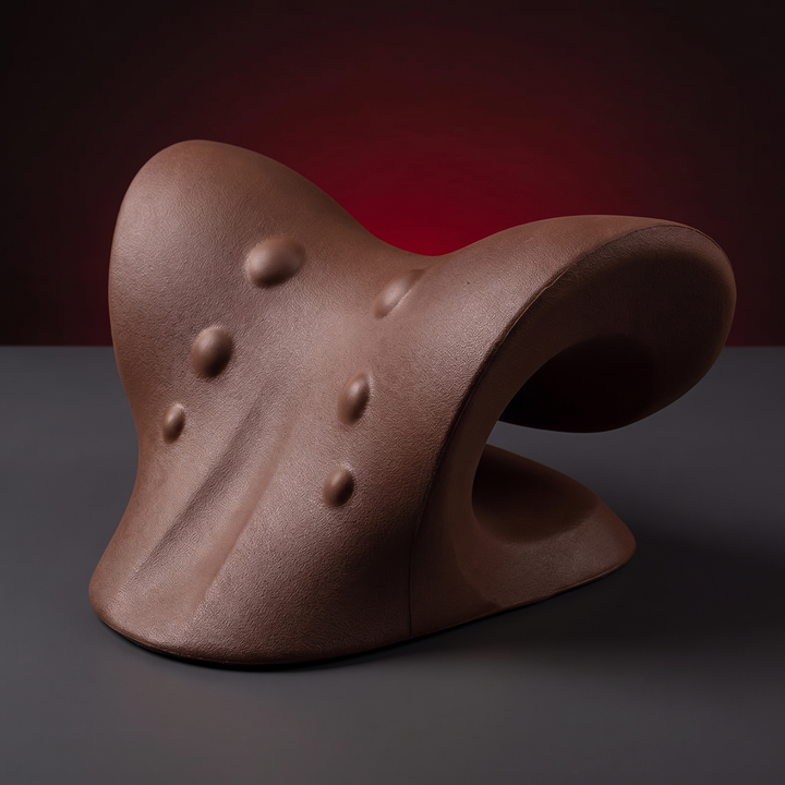 Ergonomic Cervical Neck Stretcher Spine Alignment Pillow Shoulder Relaxer Neck Massager - Brown