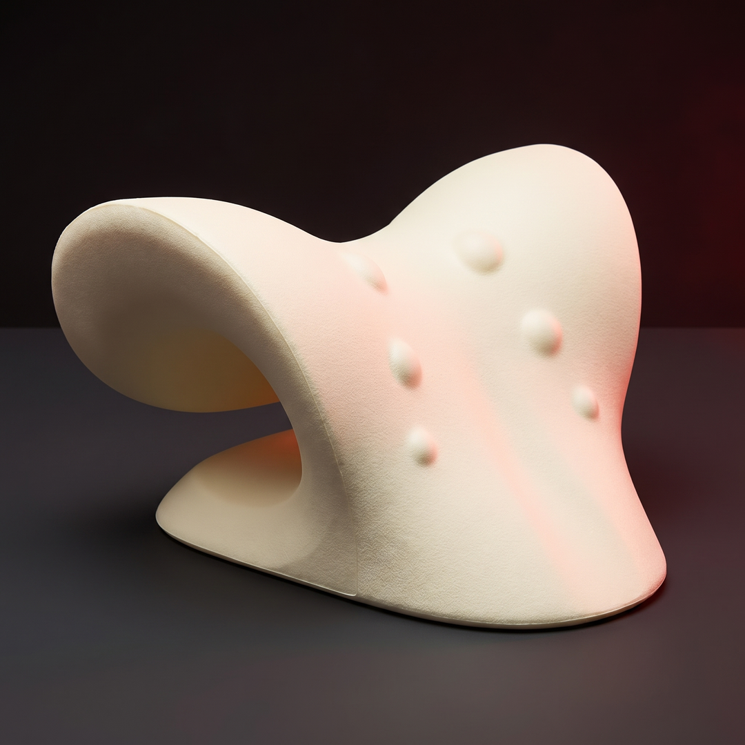 Ergonomic Cervical Neck Stretcher Spine Alignment Pillow Shoulder Relaxer Neck Massager - Ivory