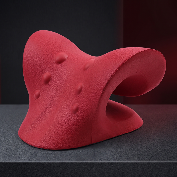 Ergonomic Cervical Neck Stretcher Spine Alignment Pillow Shoulder Relaxer Neck Massager - Red