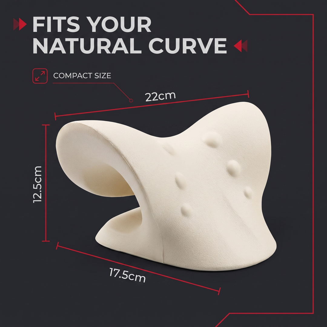 Ergonomic Cervical Neck Stretcher Pillow - fits your natural neck curve, compact size