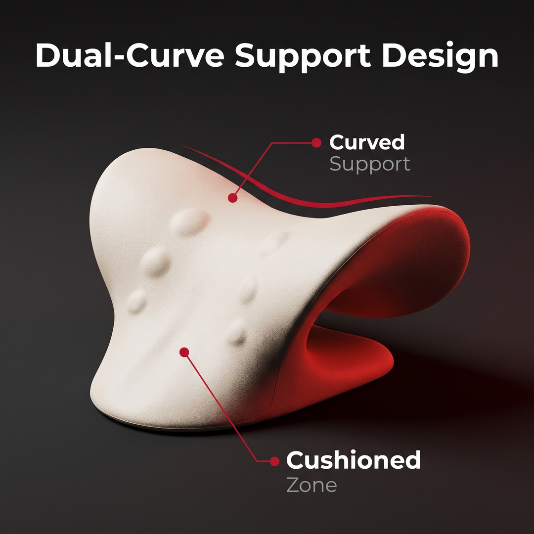 Ergonomic Cervical Neck Stretcher Pillow dual-curve support design close-up