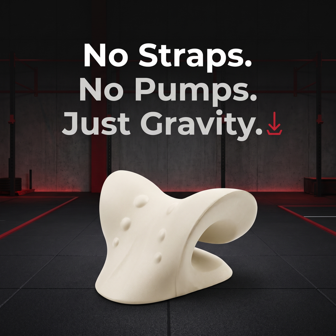 Ergonomic Cervical Neck Stretcher Pillow passive design, no straps or pumps