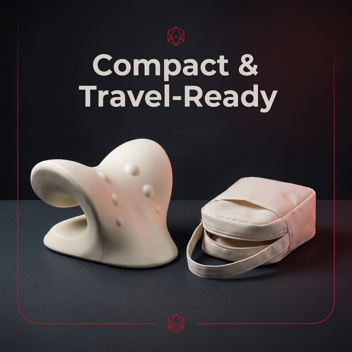 Ergonomic Cervical Neck Stretcher Pillow compact and travel-ready with pouch