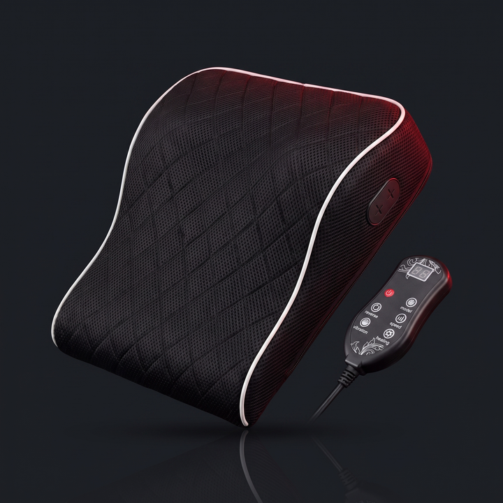 Ergonomic Electric Neck Massager Pillow Airbag Traction Shiatsu Heat Massage for Neck Back Shoulder Relief Home Office Use