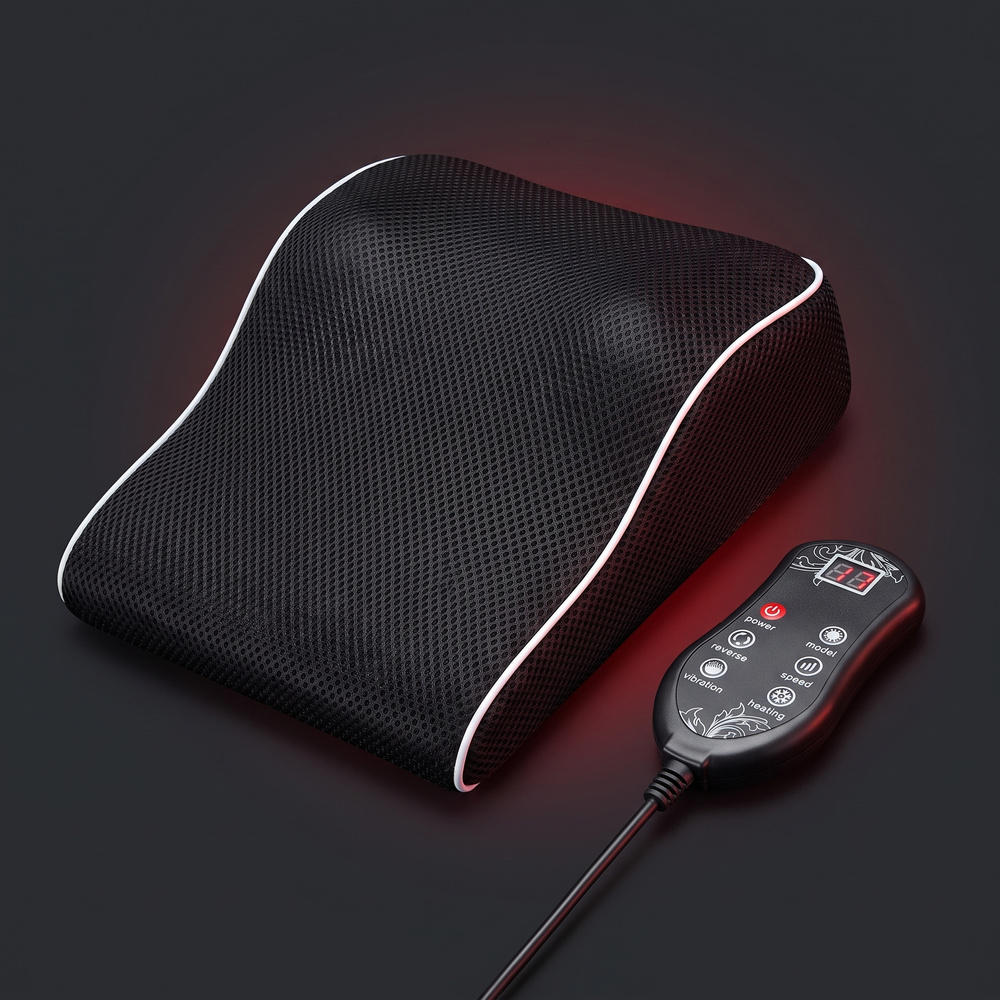 Ergonomic Electric Neck Massager Pillow Airbag Traction Shiatsu Heat Massage for Neck Back Shoulder Relief Home Office Use