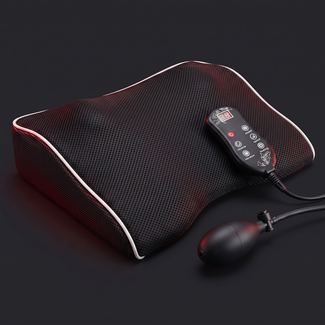Ergonomic Electric Neck Massager Pillow Airbag Traction Shiatsu Heat Massage for Neck Back Shoulder Relief Home Office Use