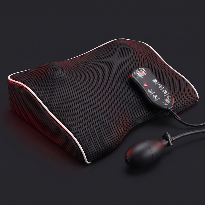 Ergonomic Electric Neck Massager Pillow Airbag Traction Shiatsu Heat Massage for Neck Back Shoulder Relief Home Office Use