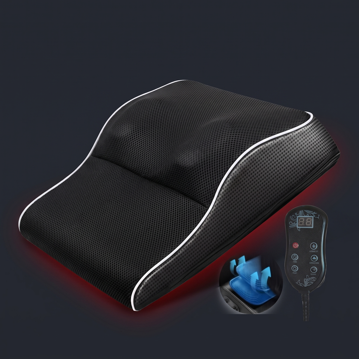 Ergonomic Electric Neck Massager Pillow Airbag Traction Shiatsu Heat Massage for Neck Back Shoulder Relief Home Office Use