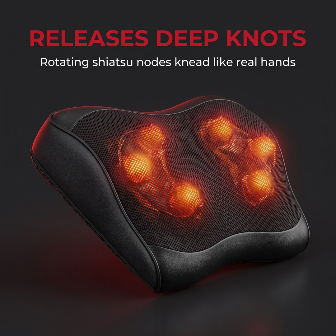 Ergonomic Electric Neck Massager Pillow Airbag Traction Shiatsu Heat Massage for Neck Back Shoulder Relief Home Office Use