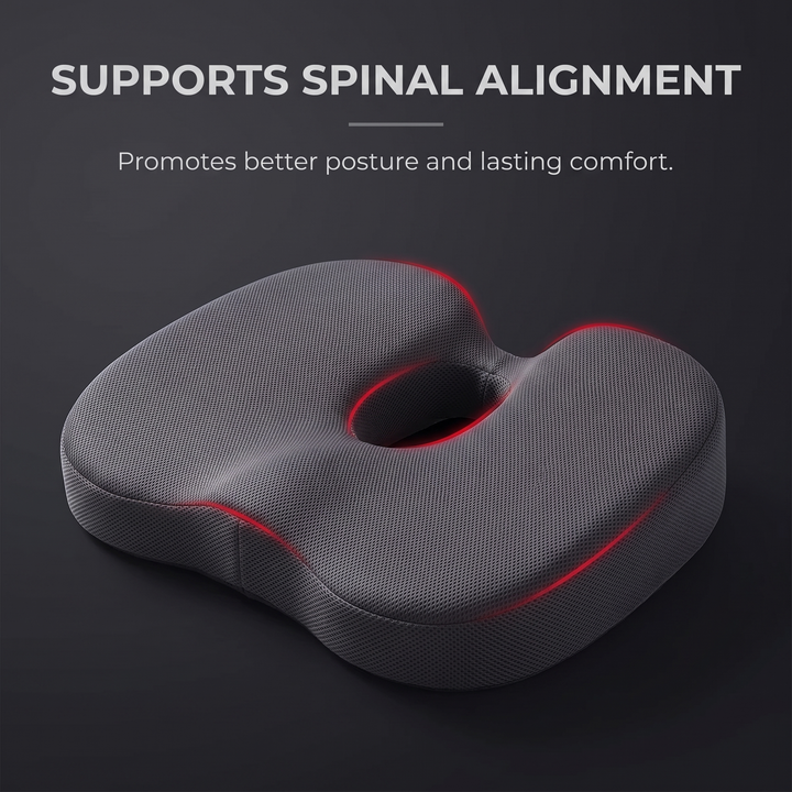Ergonomic Memory Foam Seat Cushion - supports spinal alignment feature