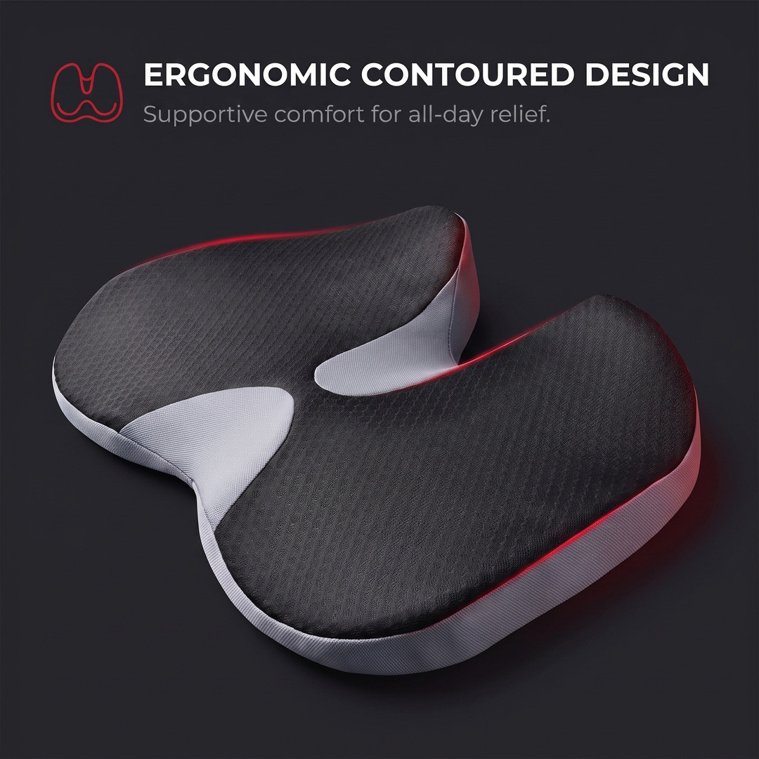 Ergonomic Memory Foam Seat Cushion Grey - ergonomic contoured design feature