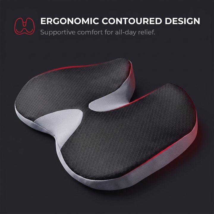 Ergonomic Memory Foam Seat Cushion Grey - ergonomic contoured design feature