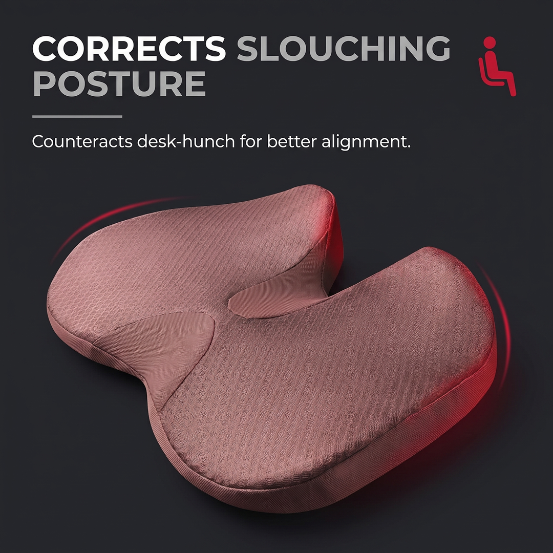 Ergonomic Memory Foam Seat Cushion Brown - corrects slouching posture feature