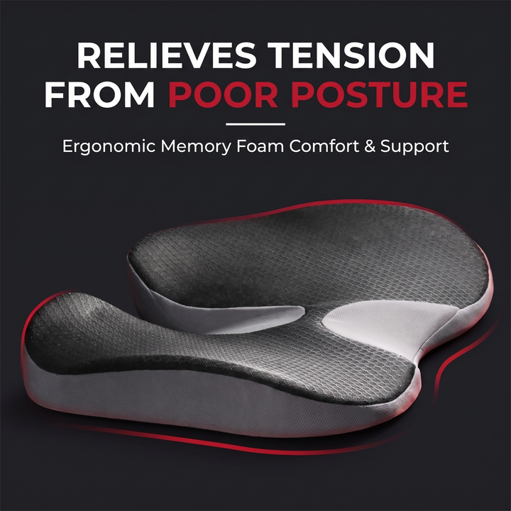 Ergonomic Memory Foam Seat Cushion - relieves tension from poor posture feature