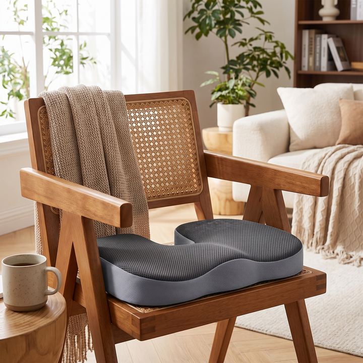 Ergonomic Memory Foam Seat Cushion Grey - home chair lifestyle