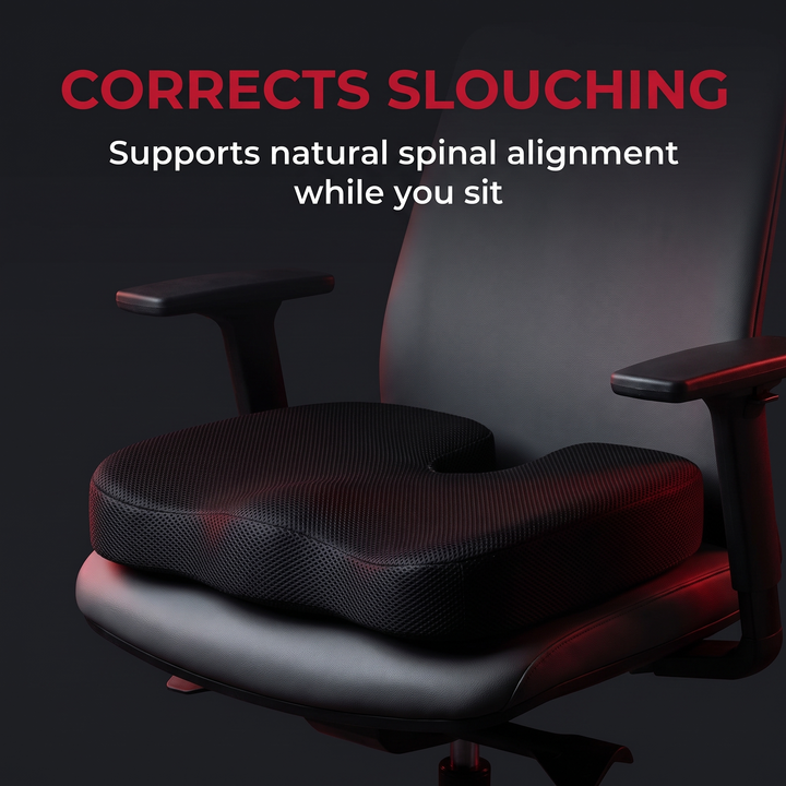 Ergonomic U-Shape Memory Foam Seat Cushion - Corrects Slouching on Office Chair