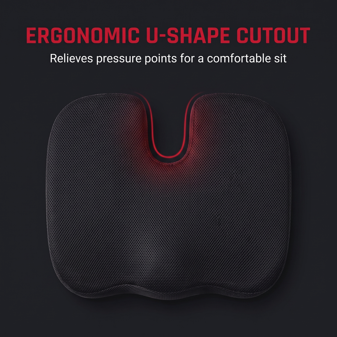 Ergonomic U-Shape Memory Foam Seat Cushion - U-Shape Cutout Design Detail