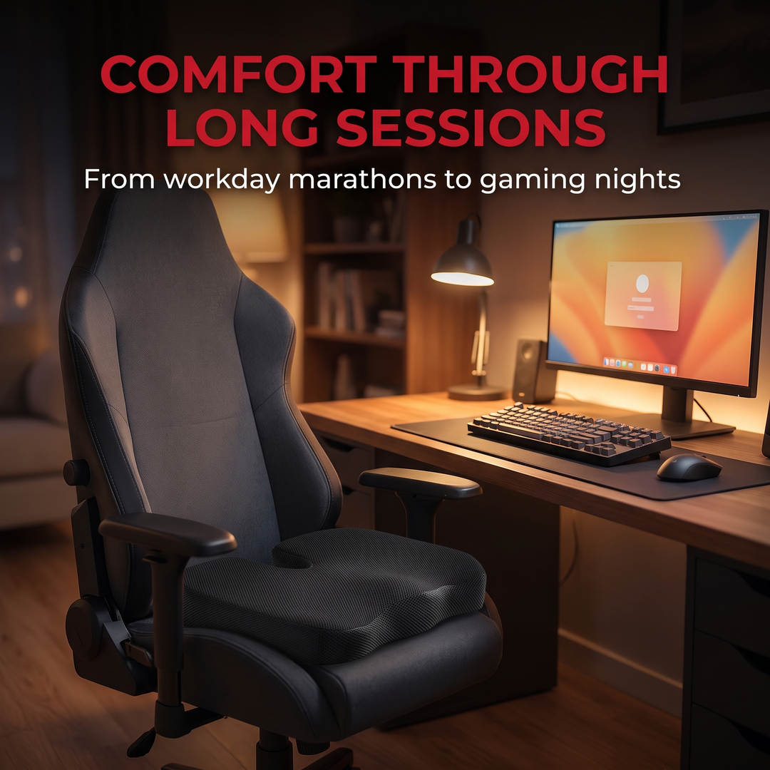 Ergonomic U-Shape Memory Foam Seat Cushion - Gaming and Study Desk Lifestyle