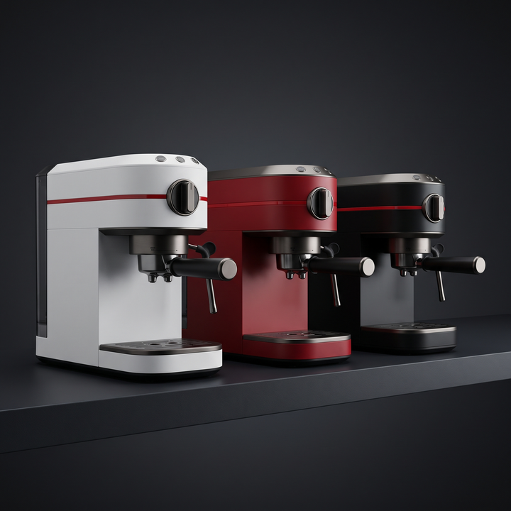 Portable Electric Espresso Coffee Maker - color lineup White Red Black